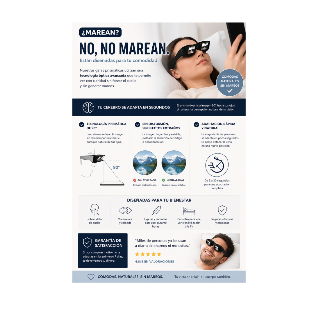 Gafas Prismáticas para Leer y Usar el Móvil Tumbado