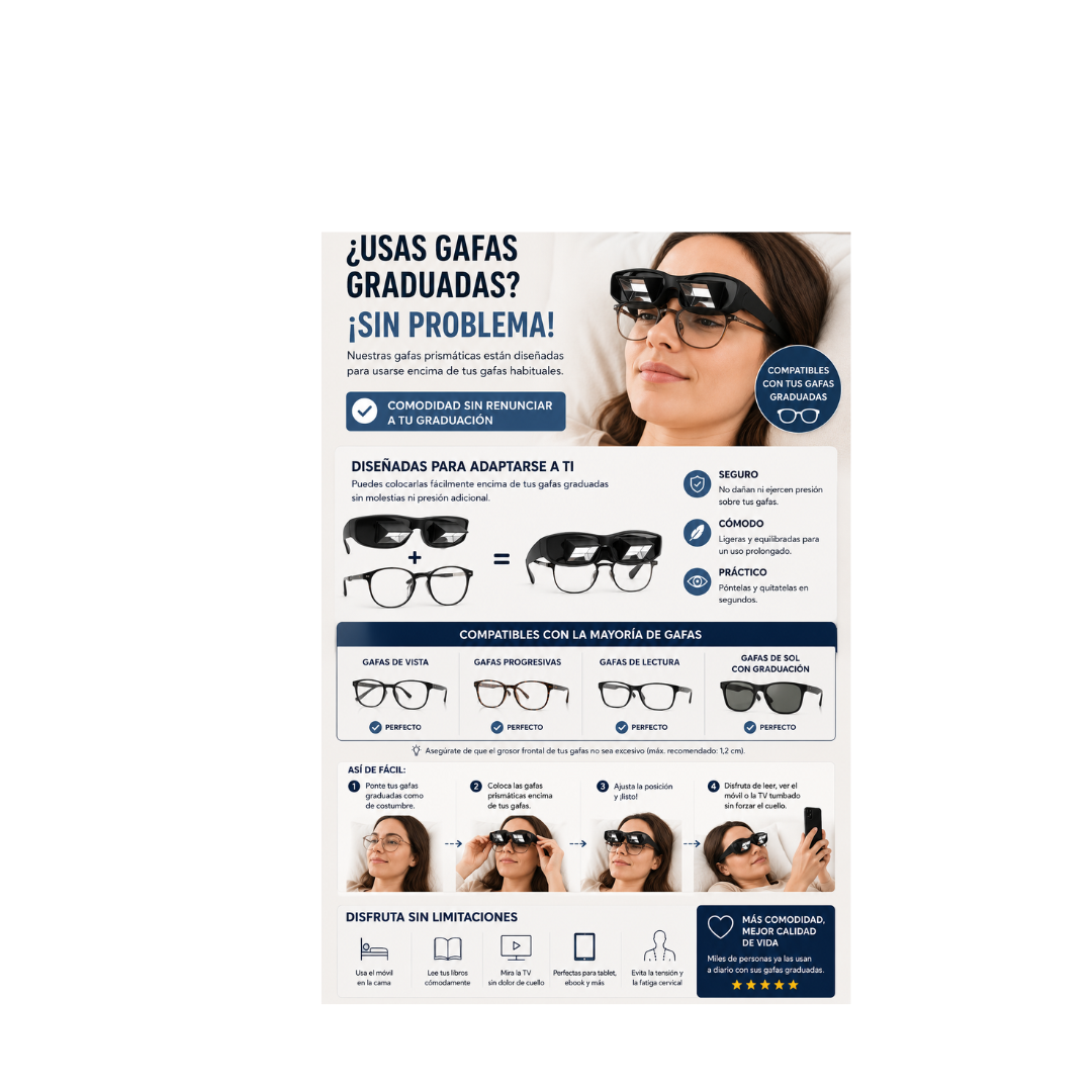 Gafas Prismáticas para Leer y Usar el Móvil Tumbado